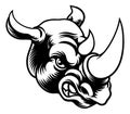 Rhino Rhinoceros Mean Angry Cartoon Sports Mascot