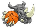 Rhino Rhinoceros Basketball Cartoon Sports Mascot