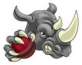 Rhino Rhinoceros Cricket Cartoon Sports Mascot