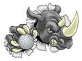 Rhino Rhinoceros Golf Cartoon Sports Mascot