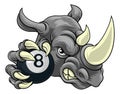 Rhino Rhinoceros Pool Cartoon Sports Mascot