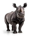 Rhino rhinoceros standing side view isolated on white background. Royalty Free Stock Photo