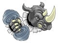 Rhino Rhinoceros Warthog Pig Weight Lifting Mascot