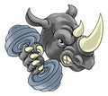 Rhino Rhinoceros Warthog Pig Weight Lifting Mascot