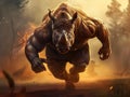 Rhino show his big muscle