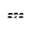 Rhino silhouette  rhinoceros symbol set stock inspiration vector Royalty Free Stock Photo