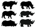 Rhino silhouette vector illustration set Isolated On White Background Royalty Free Stock Photo