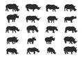 Rhino silhouettes, Rhinos silhouette, Rhino vector illustration, Rhino clipart, Rhino icon Royalty Free Stock Photo