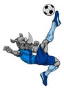 Rhino Soccer Football Player Animal Sports Mascot