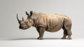 A rhino standing on a white background with gray sky, AI