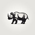 Minimalist Rhino Animal Concept On Gray Background