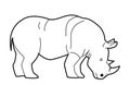 Rhino Side View Black And White Illustration Royalty Free Stock Photo
