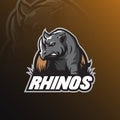 Rhino vector logo design mascot with modern illustration concept style for badge, emblem and tshirt printing. angry rhinos