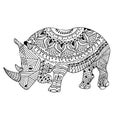 Rhino zentangle stylized, hand drawn, black on white Royalty Free Stock Photo