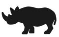 A Rhinoceros all black Silhouette shape against a white backdrop Royalty Free Stock Photo