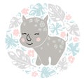 Rhinoceros baby girl cute print. Cool african animal Royalty Free Stock Photo