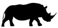 rhinoceros black silhouette, on white background Royalty Free Stock Photo