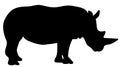rhinoceros black silhouette, on white background, isolated Royalty Free Stock Photo