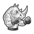 rhinoceros boxer sketch vector illustration Royalty Free Stock Photo