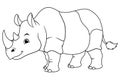 Rhinoceros Cartoon Animal Illustration BW