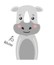 Rhinoceros . Cartoon character . Vector