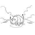 Rhinoceros cartoon coloring pages vector