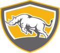 Rhinoceros Charging Side Shield Retro Royalty Free Stock Photo