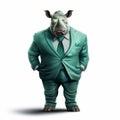 Twisted Rhino: A Satirical Caricature In A Stylish Suit