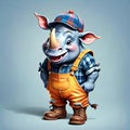 Rhinoceros hilarious cartoon character smiling comic face