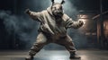 Rhinoceros Hip Hop: A Photorealistic Portrait Of Dance And Expression Royalty Free Stock Photo