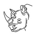 Rhinoceros Icon. Doodle Hand Drawn or Outline Icon Style