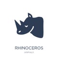 Rhinoceros icon. Trendy flat vector Rhinoceros icon on white background from animals collection