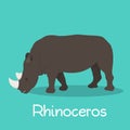 Rhinoceros illustration cartoon on sky blue background