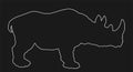 Rhinoceros line contour vector silhouette illustration isolated on black. Royalty Free Stock Photo