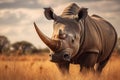 Rhinoceros portrait on the savanna by Generative AI