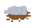 Rhinoceros in puddle. Africa Wild beast. Animal with horn