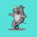Rhinoceros riding bicycle circus vector