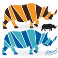 Rhinoceros set logo Royalty Free Stock Photo