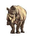 Rhinoceros from a splash of watercolor, colored drawing, realistic Royalty Free Stock Photo