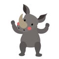 Rhinoceros standing on two legs animal cartoon character vector illustration