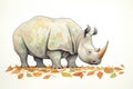 rhinoceros under the shadow of a tree, munching leaves Royalty Free Stock Photo