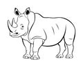 Rhinoceros vector illustration. Animal world. Isolated flat style rhino figure on a white background. Rhinoceros drawing