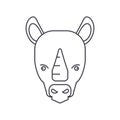 Rhinoceros vector line icon, sign, illustration on background, editable strokes Royalty Free Stock Photo