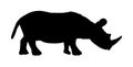 Rhinoceros vector silhouette illustration isolated on white background. Rhino silhouette. Africa animal.