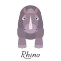Rhinoceros wild cartoon animal vector on white. Royalty Free Stock Photo