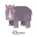 Rhinoceros wild cartoon animal vector on white. Royalty Free Stock Photo