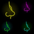 Rhinoplasty, nose curve neon color set icon. Simple thin line, outline vector of anti age icons for ui and ux, website or mobile