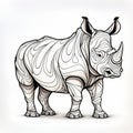 Intricate Line Design Rhino Vector Illustration Royalty Free Stock Photo