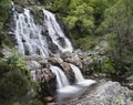 Rhiwargor Waterfall landscape in Snowdonia National Park during Royalty Free Stock Photo