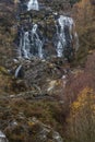 Rhiwargor waterfall on the river Eiddew, portrait Royalty Free Stock Photo